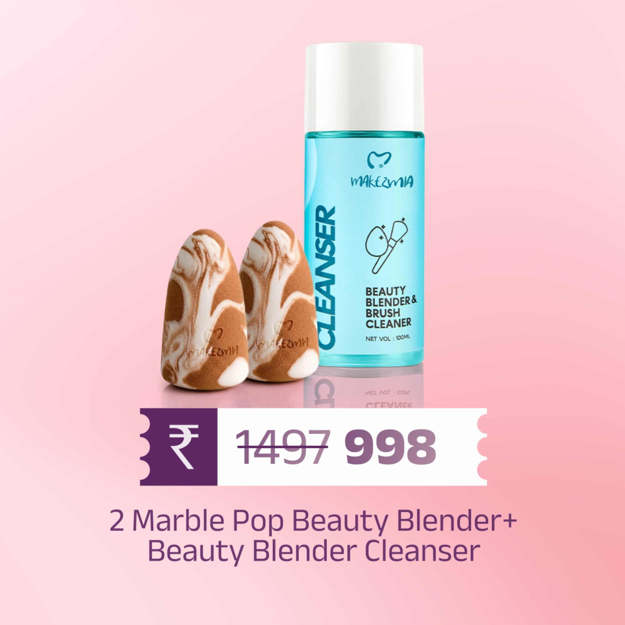 2 x Marble Pop Beauty Blender + Beauty Blender Cleanser FREE