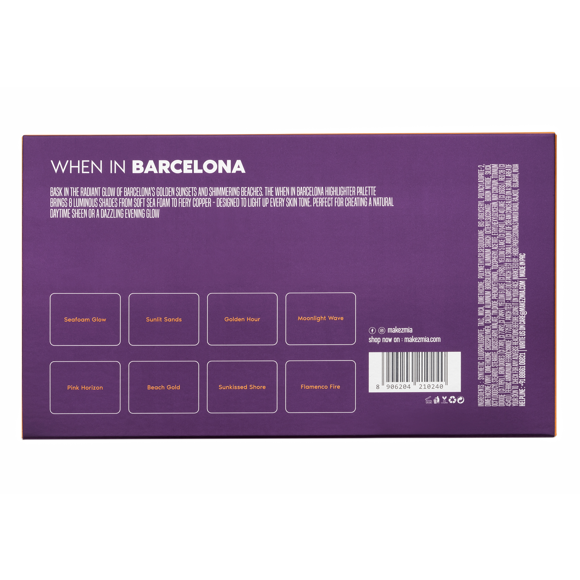 Makezmia WHEN IN BARCELONA - 8 Color Highlighter Palette