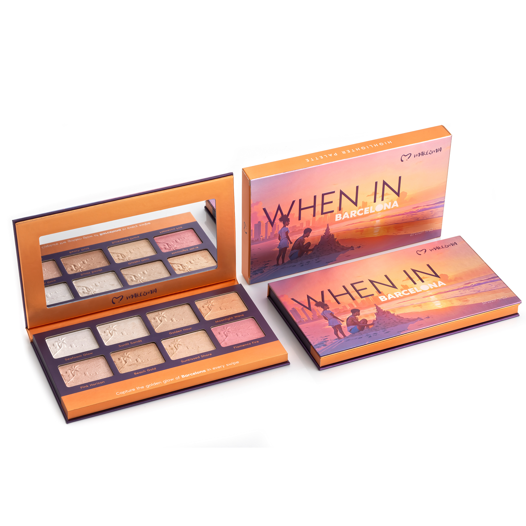 Makezmia WHEN IN BARCELONA - 8 Color Highlighter Palette