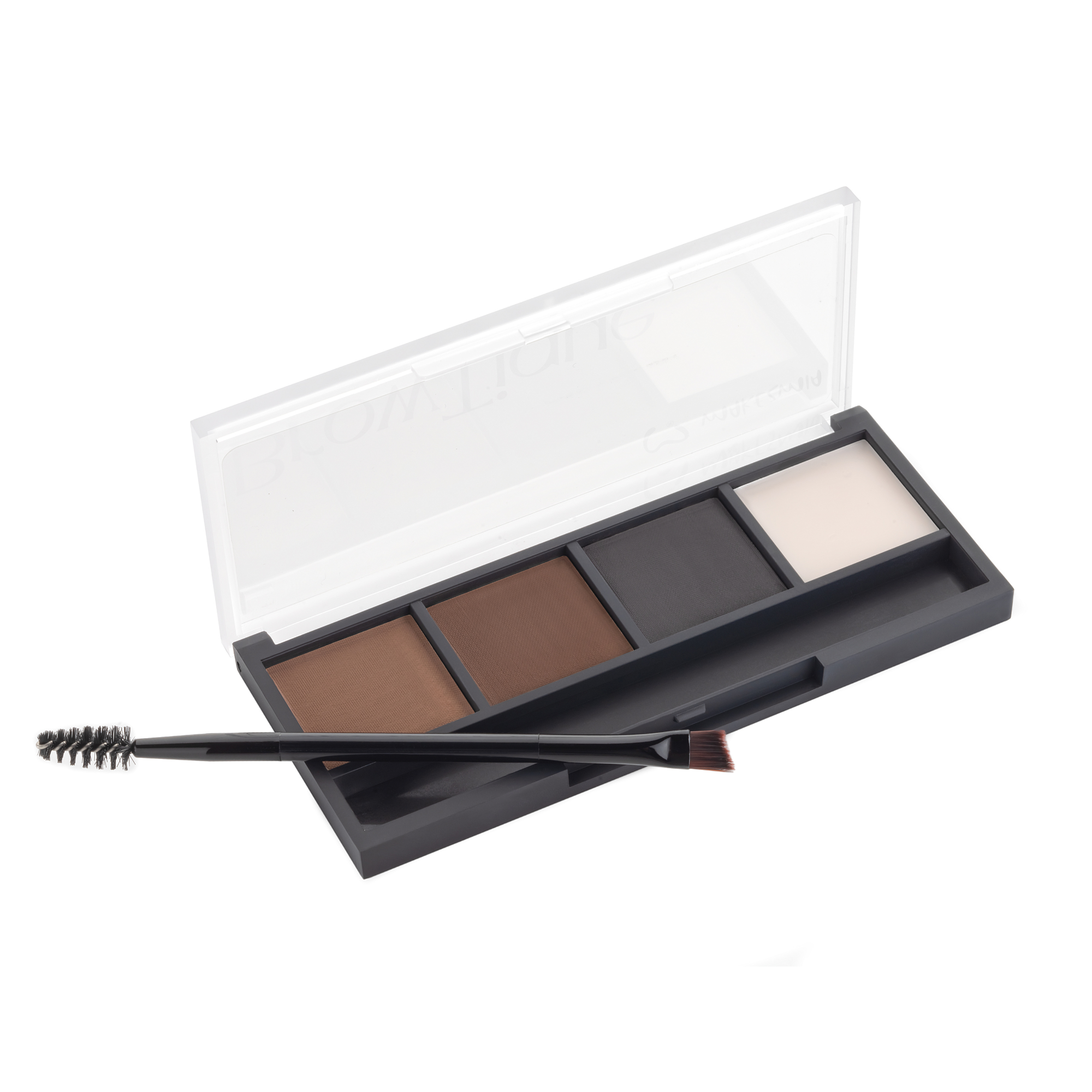 Makezmia BrowTique Eyebrow Definer Palette open palette with brush