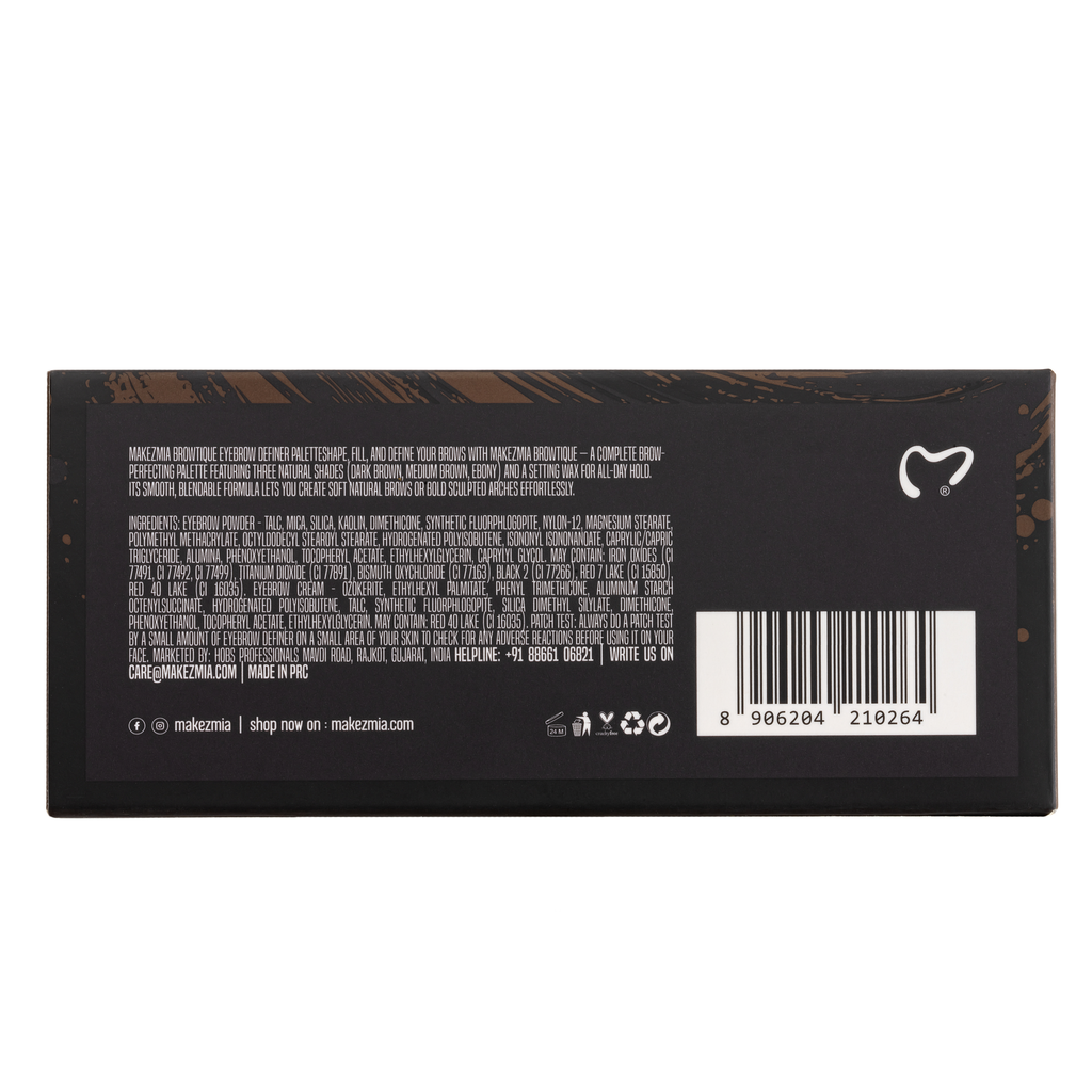 Makezmia BrowTique Eyebrow Definer Palette – 3 Brow Powders + Styling Wax