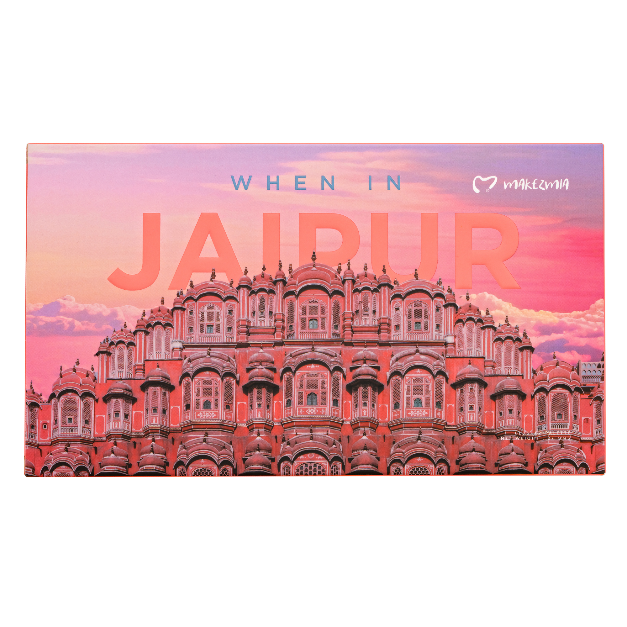 Makezmia When in Jaipur blush palette front packaging