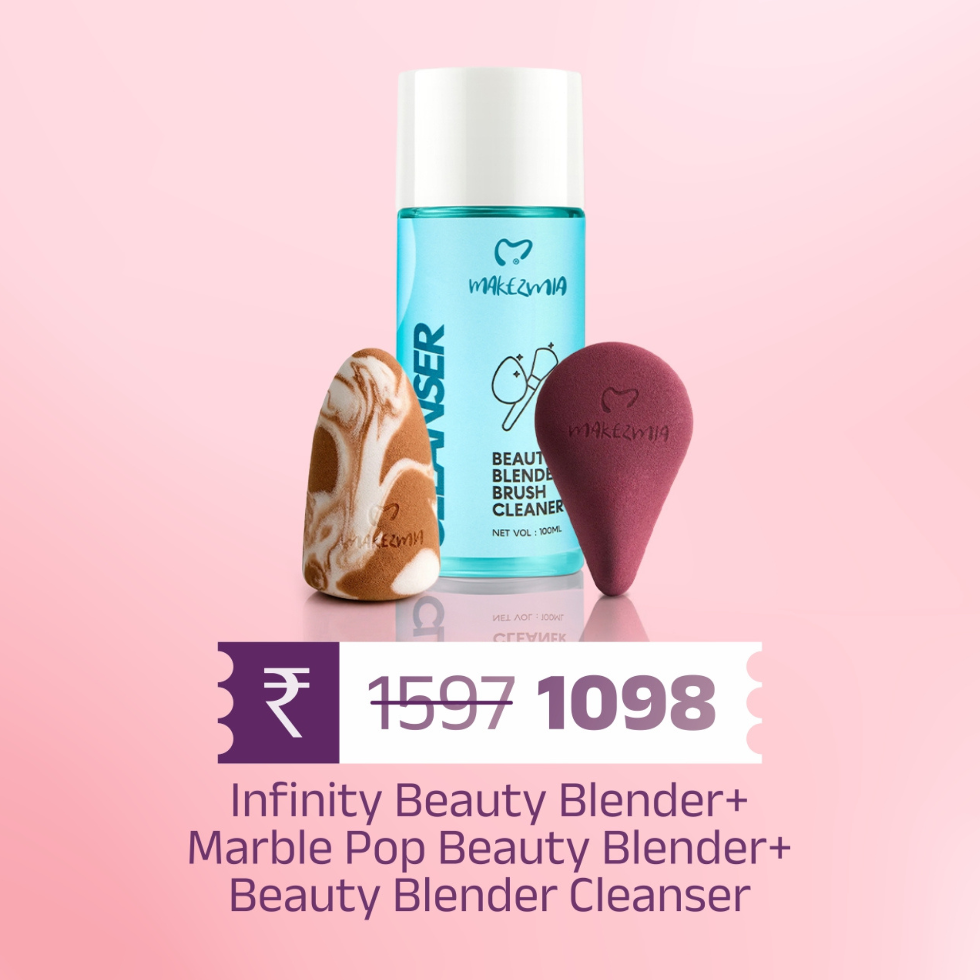 1 x Infinity Beauty Blender + 1 x Marble Pop Beauty Blender + Beauty Blender Cleanser FREE